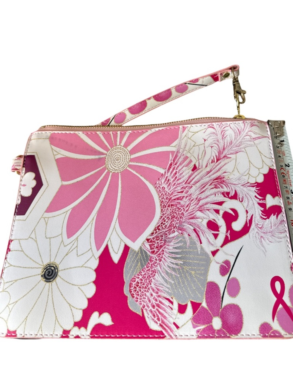Chico's Pink Floral Top-Handle Clutch with Gold Accents - Picture 3 of 4